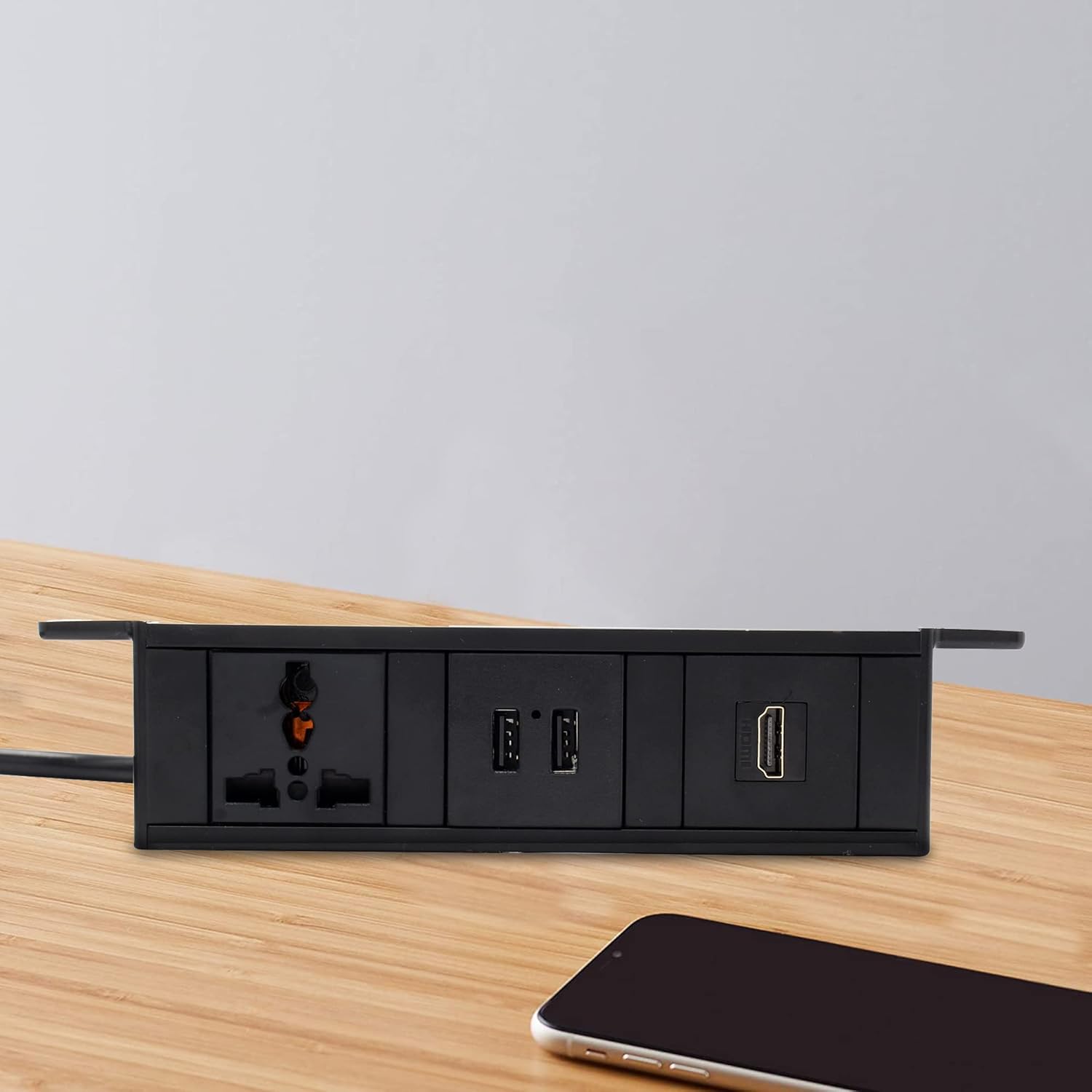 EBCO Electric Box Ceiling Mount (with 1 Universal Power Socket + 2 USB Fast Charger+1 HD Black