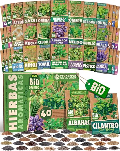 ZenGreens® Set de Semillas de Hierbas Aromáticas eco - 40 variedades