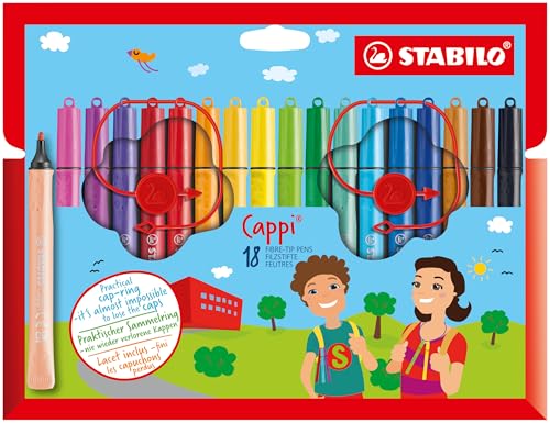 STABILO - Filzstift mit Kappenring - Cappi - 18er Pack