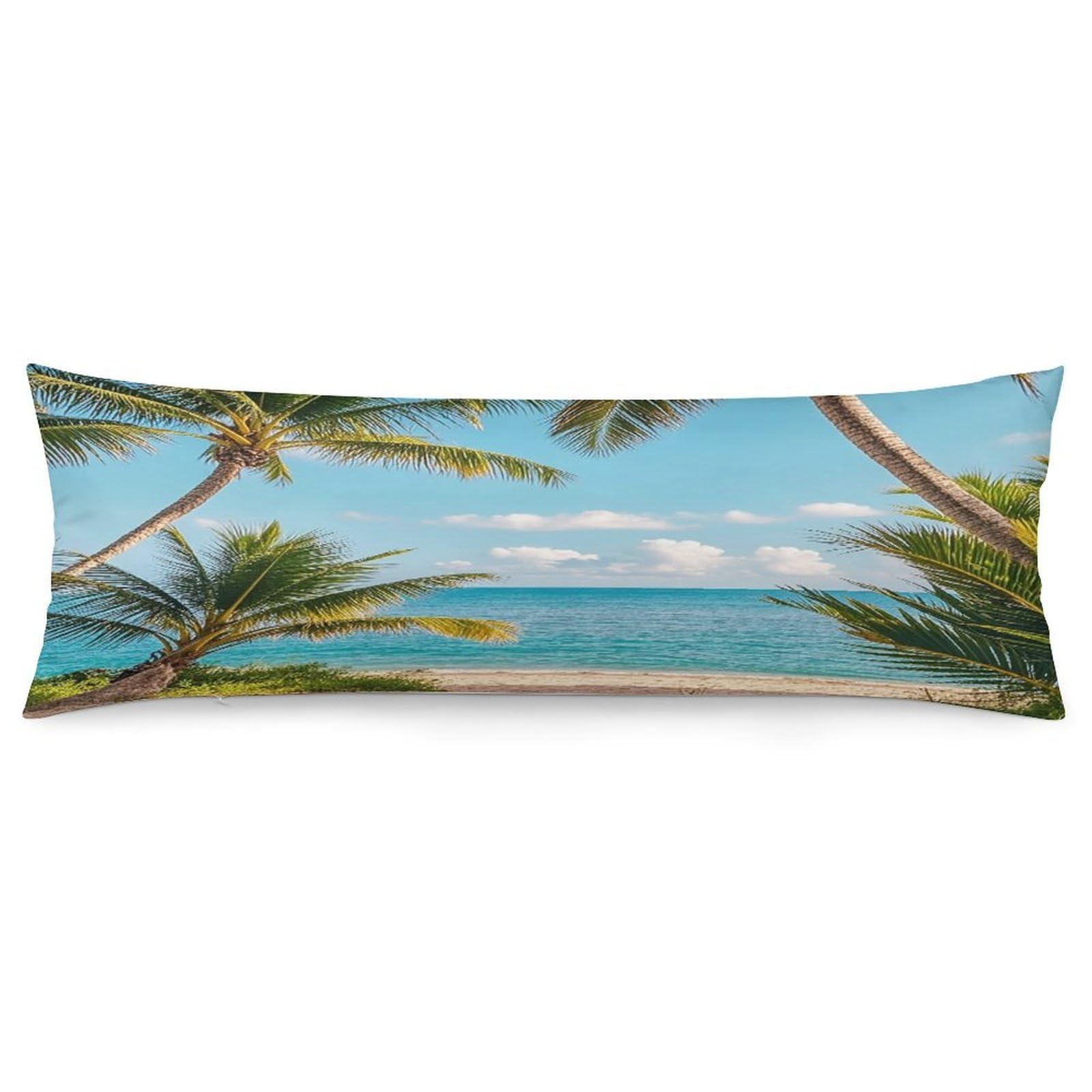 Tropical Palm Trees Pillowcase Long Body Pillow Cover Soft Decorative Body Pillow Case Breathable Large Pillowcase Cute Cozy Pillow Protector for Bed Sofa Couch Room 18.9 X 53 Inch