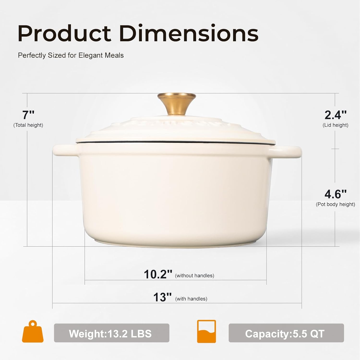 Parmedu 5.5QT Enameled Cast Iron Dutch Oven for Sourdough Bread Baking, Easy Cleaning, Versatile for Stewing, Roasting, Braised Chicken, Soup & More