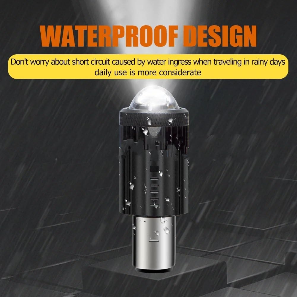 Dirt Bike Reflektor Żarówka Reflektora Motocykla LED BA20D 8-24V Hi/Lo Beam Wentylator Chłodzenie Moto Lampa Przeciwmgielna Reflektor 2000lm Biały 2 Szt.