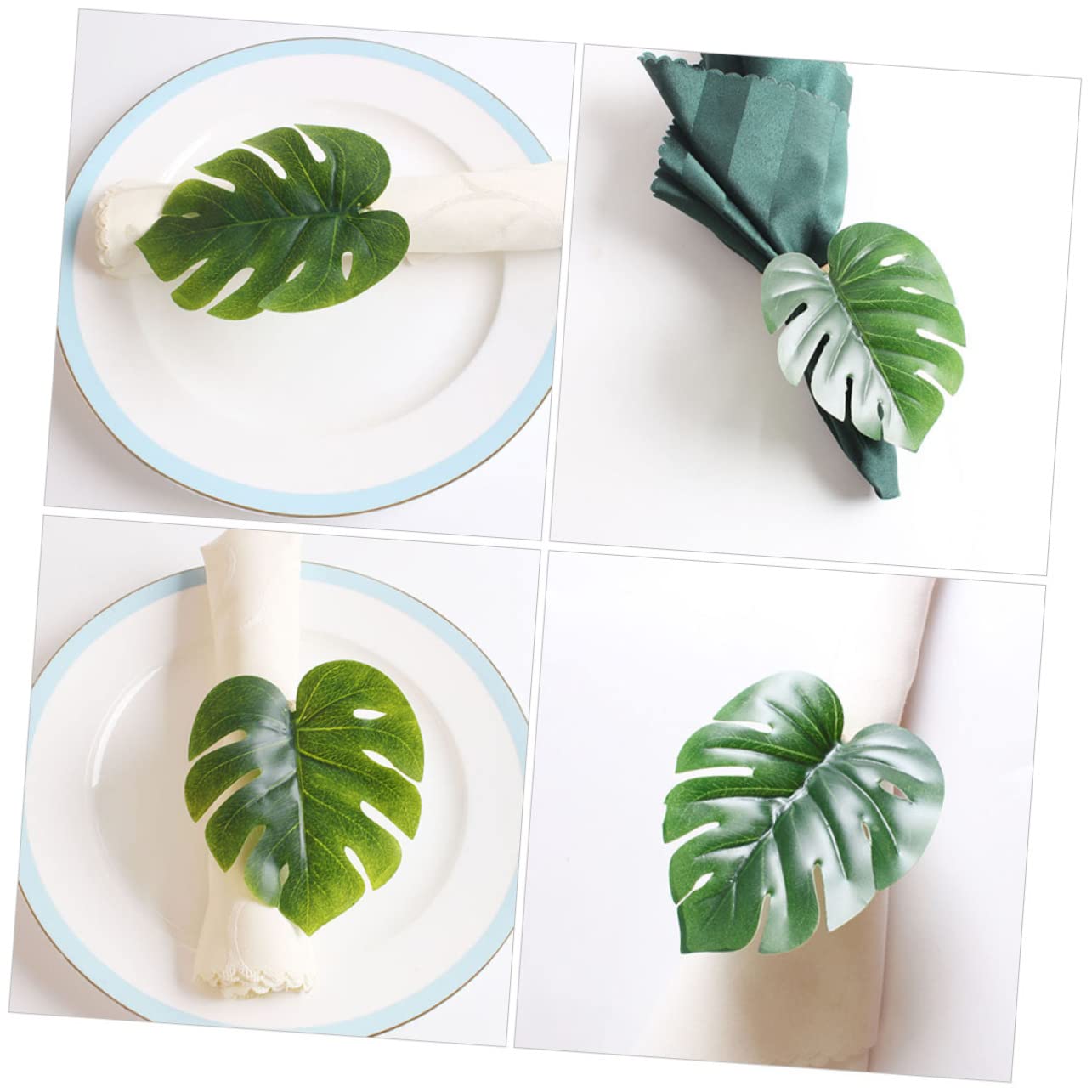 2 Set Portatovagliolo Vegetazione Portatovaglioli Per Tavoli Fiesta Arredamento Con Naturale Lascia Portatovaglioli Fibbia Del Tovagliolo Del Tavolo Da Pranzo Cannuccia 6 Pezzi*2