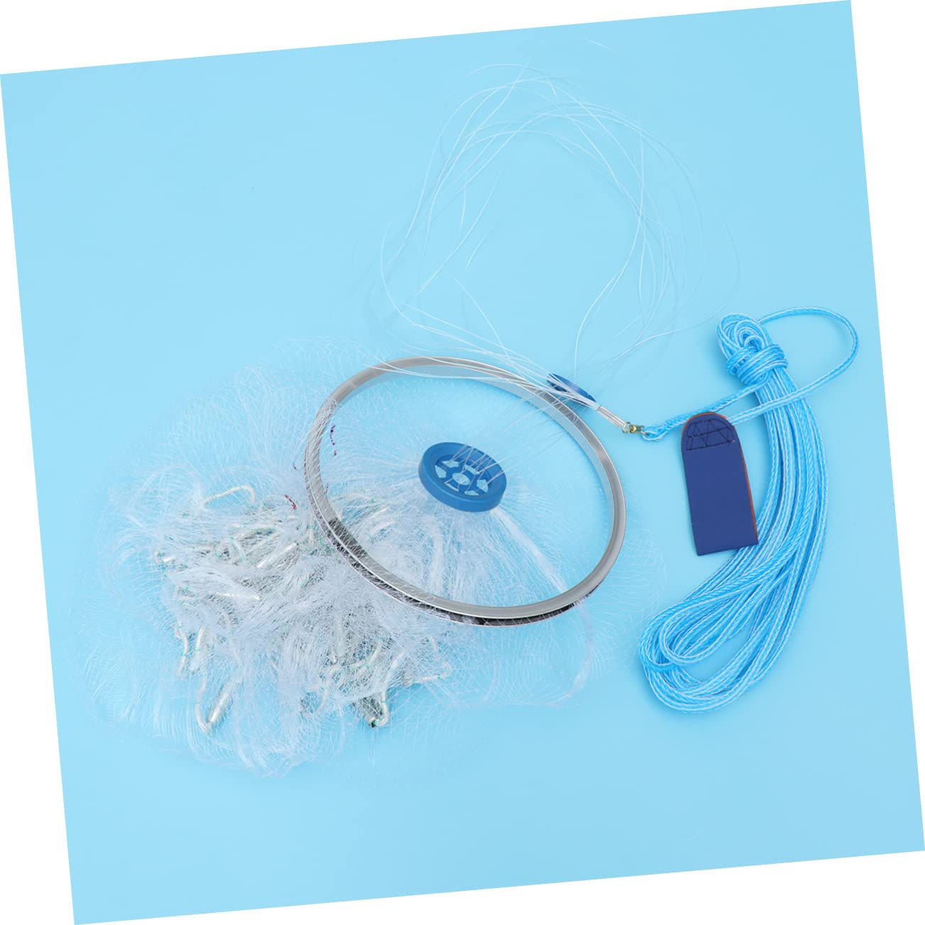 BESPORTBLE guadino da pesca portatile fishing net rete trappola a maglie lancio pieghevole dell'esca Blue