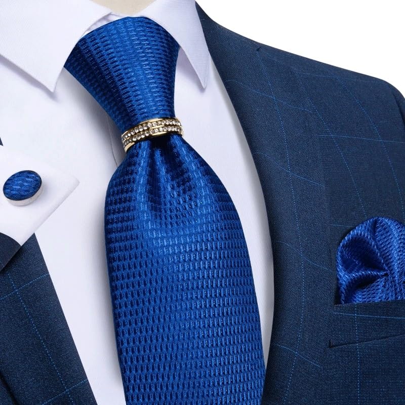 Set de corbatas para hombre con pañuelo y gemelos miniatura 3