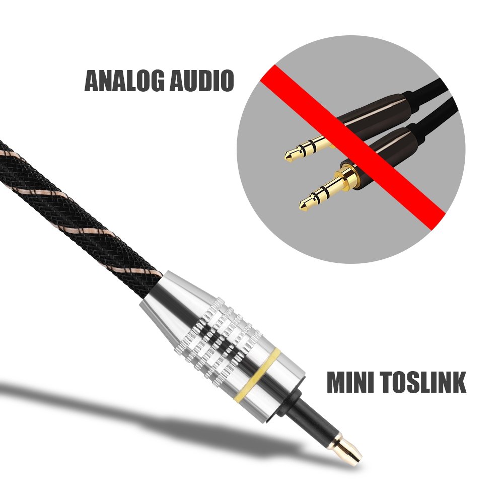 Yosoo Health Gear gniazdo optyczne, kabel Toslink do Mini Toslink 3,5 mm, optyczny cyfrowy kabel audio do Toslink, pozłacane złącze, czarny optyczny kabel audio (1,5 m)