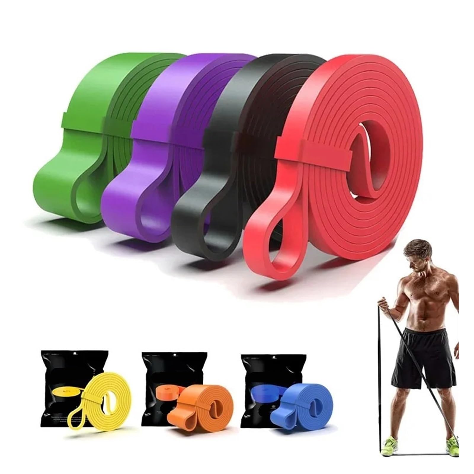 Elastici Fitness Set di fasce resistenza Fasce elastiche in lattice for allenamento Pilates Fitness Pull Up Assist Training per Allenamento di Forza