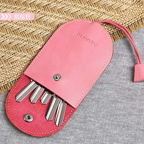 Top de Cuero de Vaca Bolsa de Llaves de Coche Mini Monedero de Bolsillo Monedero Kit de Soporte portátil para Mujeres y hombrespink Cover