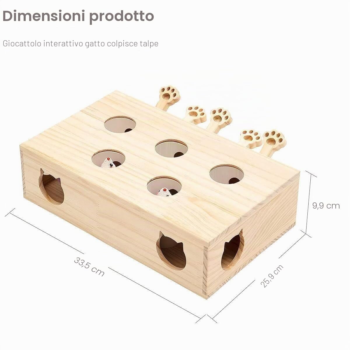 Giocattolo Pop Up Interattivo per Gatti - Whack-a-Mole in Legno Massello per Interni, Gattini e Topi