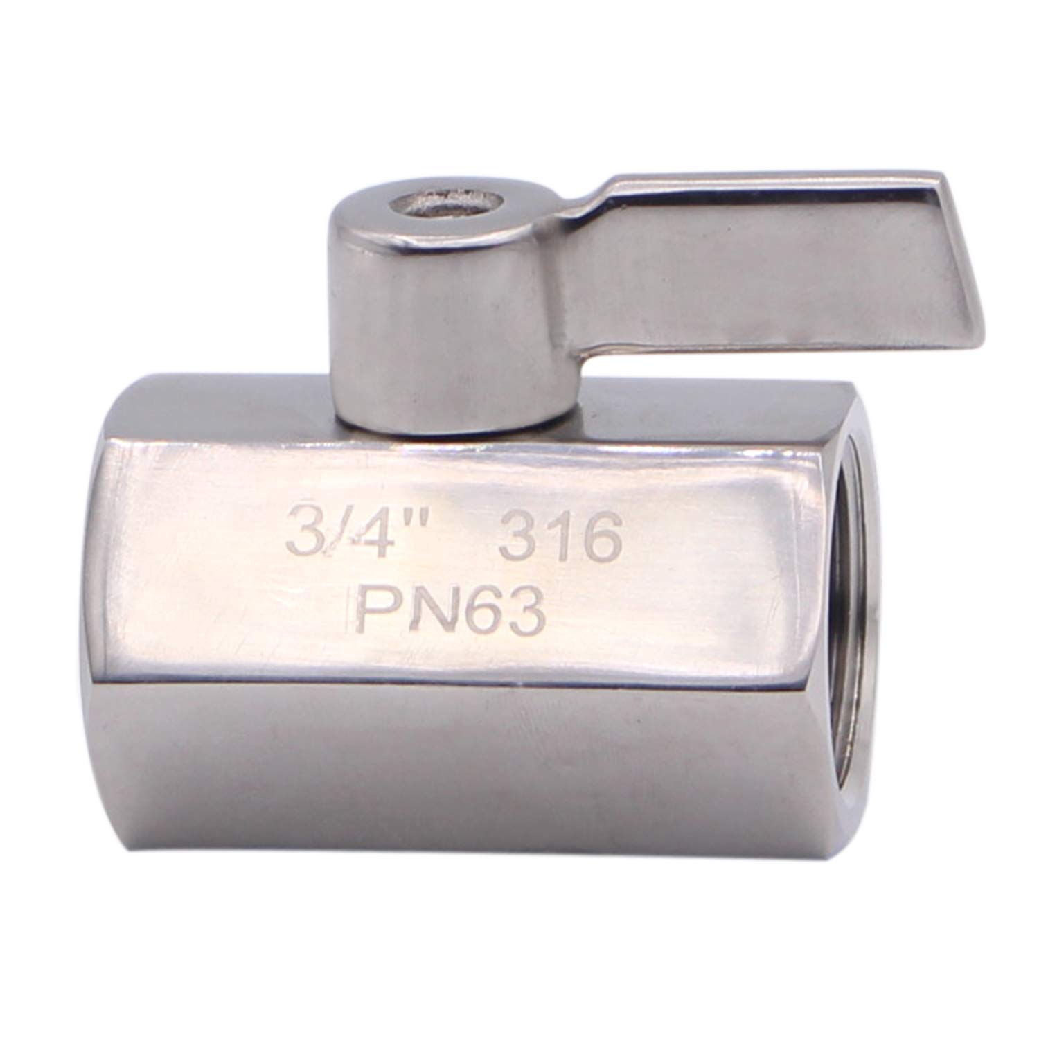 Dernord válvula de bola NPT de 3/4 pulgadas hembra y hembra con mango de acero inoxidable (Paquete de 2)