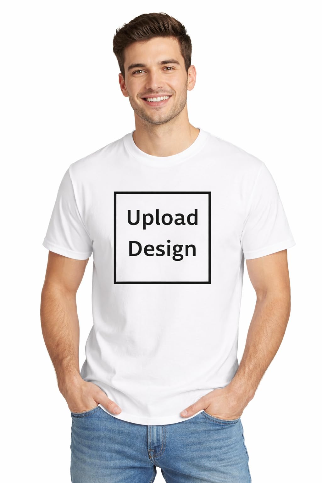 custom White T-Shirt for Men & Women | Personalised DIY Design Tee | Round Neck Half Sleeve | Upload Your Own Design-picture-41