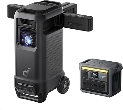 soundcore Nebula X1 Pro with Anker SOLIX C1000 Power Station, Triple Laser 4K Home & Outdoor Projector, 3500 ANSI Lumens, 7.1.4 Spatial Sound, Dolby Atmos, Optical Zoom, 56000:1 Contrast