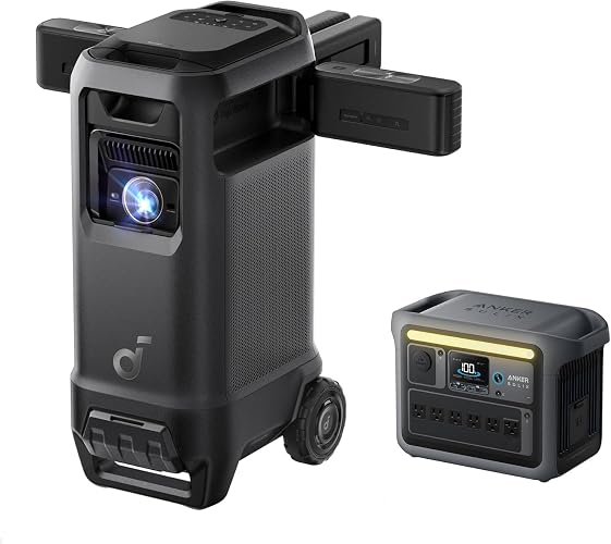 soundcore Nebula X1 Pro with Anker SOLIX C1000 Power Station, 4K Laser | 3,500 ANSI Lumens, 7.1.4 Spatial Sound, Dolby Atmos, Optical Zoom, 56,000:1 Contrast, for Indoor and Outdoor - X1 Pro+Power Station