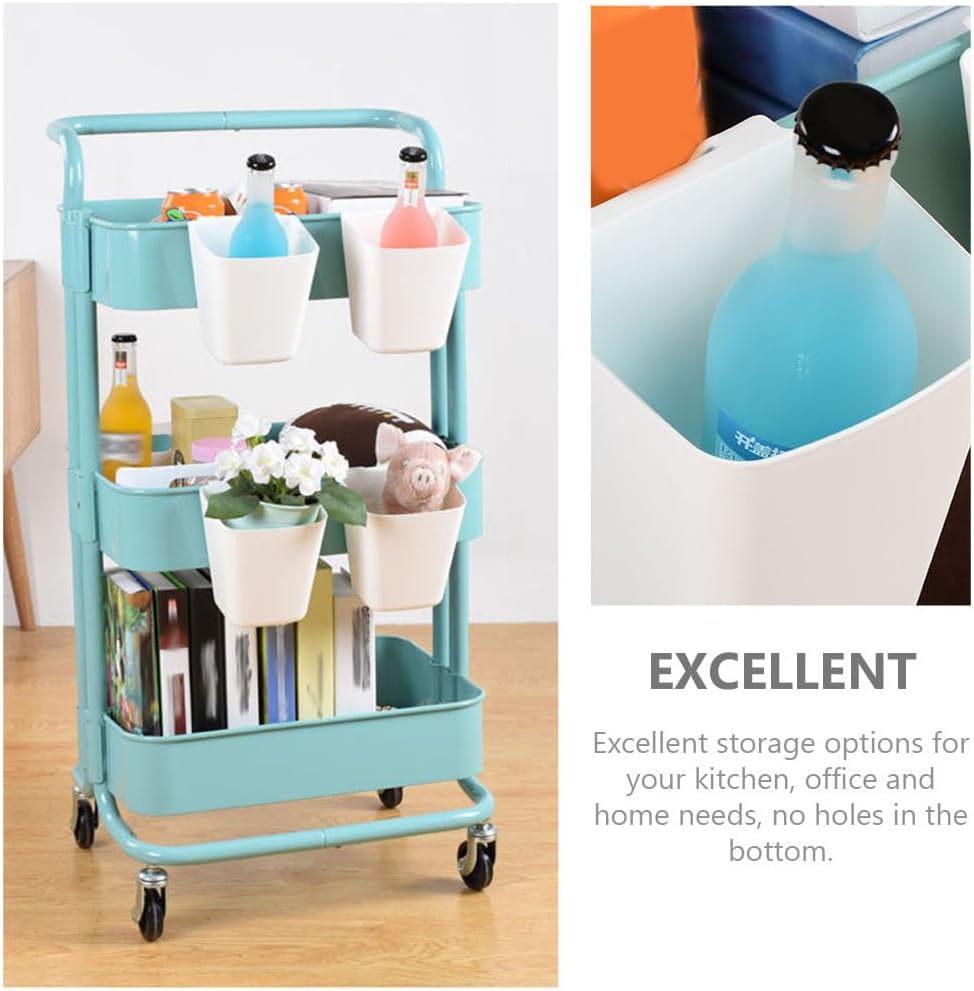 PRETYZOOM Hanging Cup Holders 3-Pack Portable Trolley Storage Baskets for Kitchen Office Bathroom Organizing Toiletries and Utensils image 4