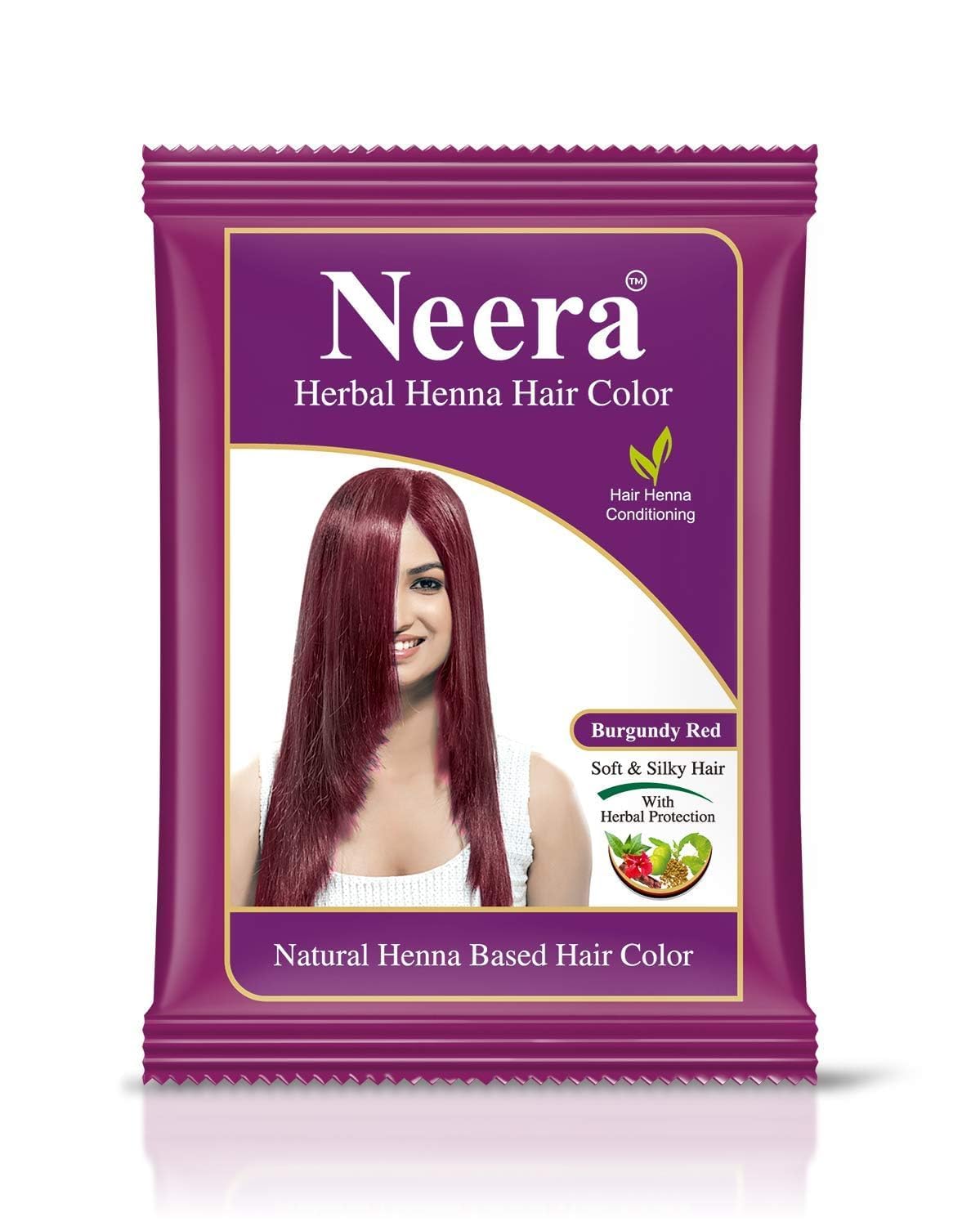 Neera Organic Herbal Henna Burgundy Hair Color Sachet (5.29 Ounce)-Chemical-Free,Vegan,Cruelty-Free Permanent Dye|Long-Lasting, Ammonia-Free |Non-Toxic Hair Solution (Burgundy (Pack Of 50))