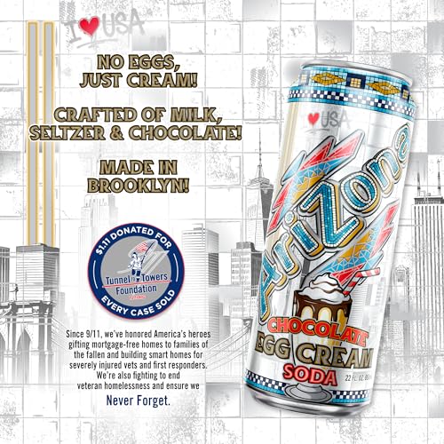 Image of AriZona Chocolate Egg Cream Soda | Lightly Carbonated | 22 Fl Oz (24 Pack)