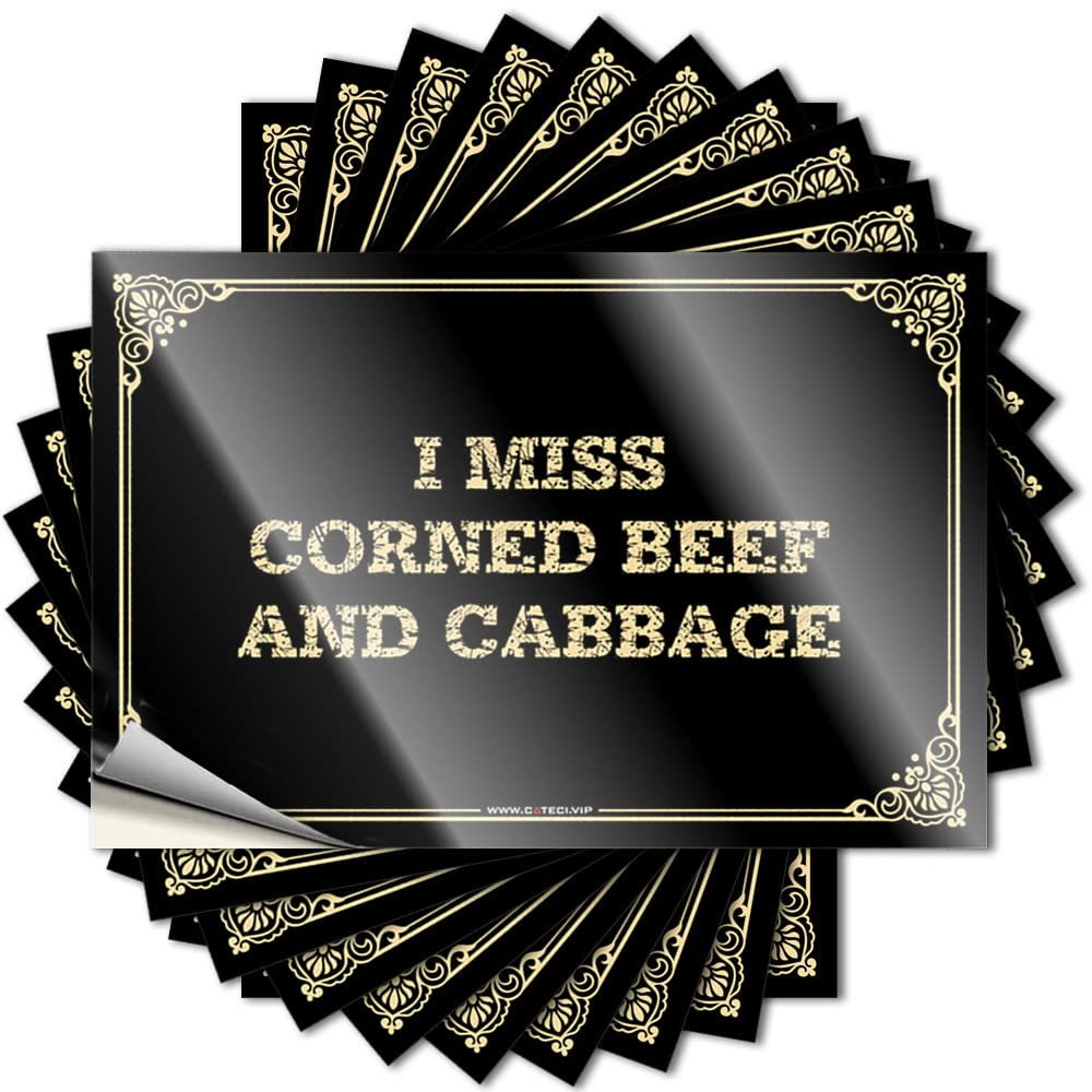 JNBT Funny Alcohol Sign For Man Cave Bar - Bumper Outdoor Vinyl Peel & Stick I Miss Corned Beef And Cabbage | Custom Stickers Cars(8X12CM-5Pcs)