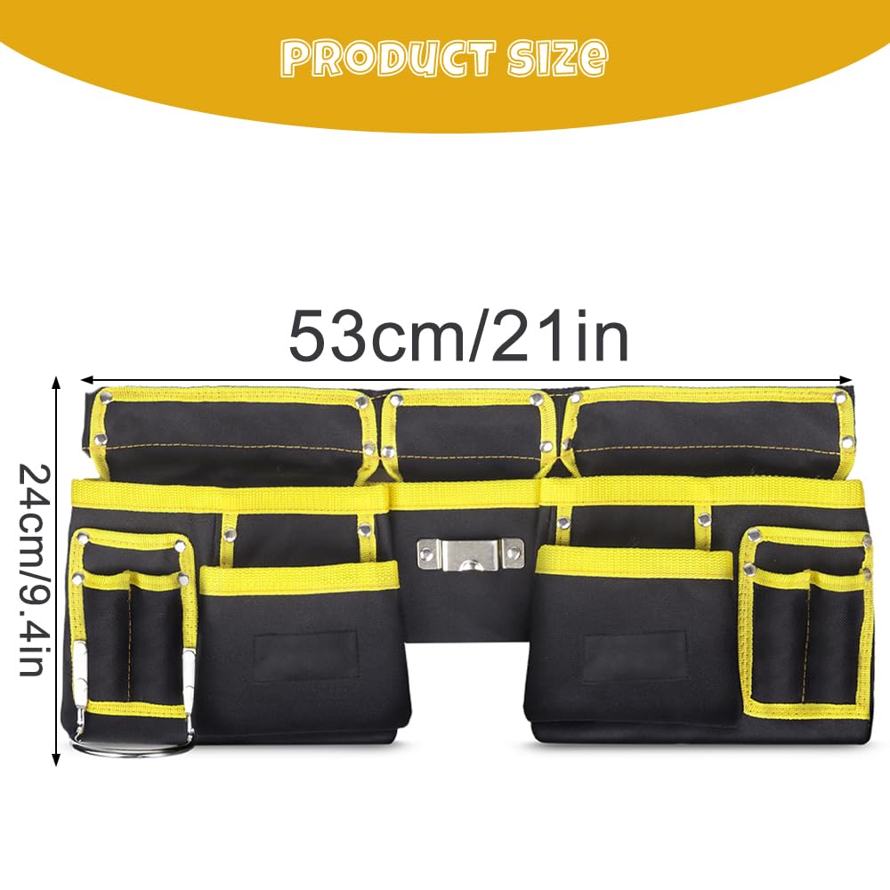 ZoZoMaiy Tool Belt, Magnetic Tool Pouch, 11 Pockets Tool Belts for Men Heavy Duty Oxford Tool Bags - Image 2