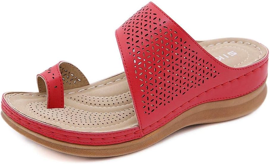 ZAPZEAL Women Wedges Sandals Hollow Out Ring Toe Platform Platform Flip Flops Bohemian Beach Gladiator Sandals Summer Thongs Shoes Size 5-11 US
