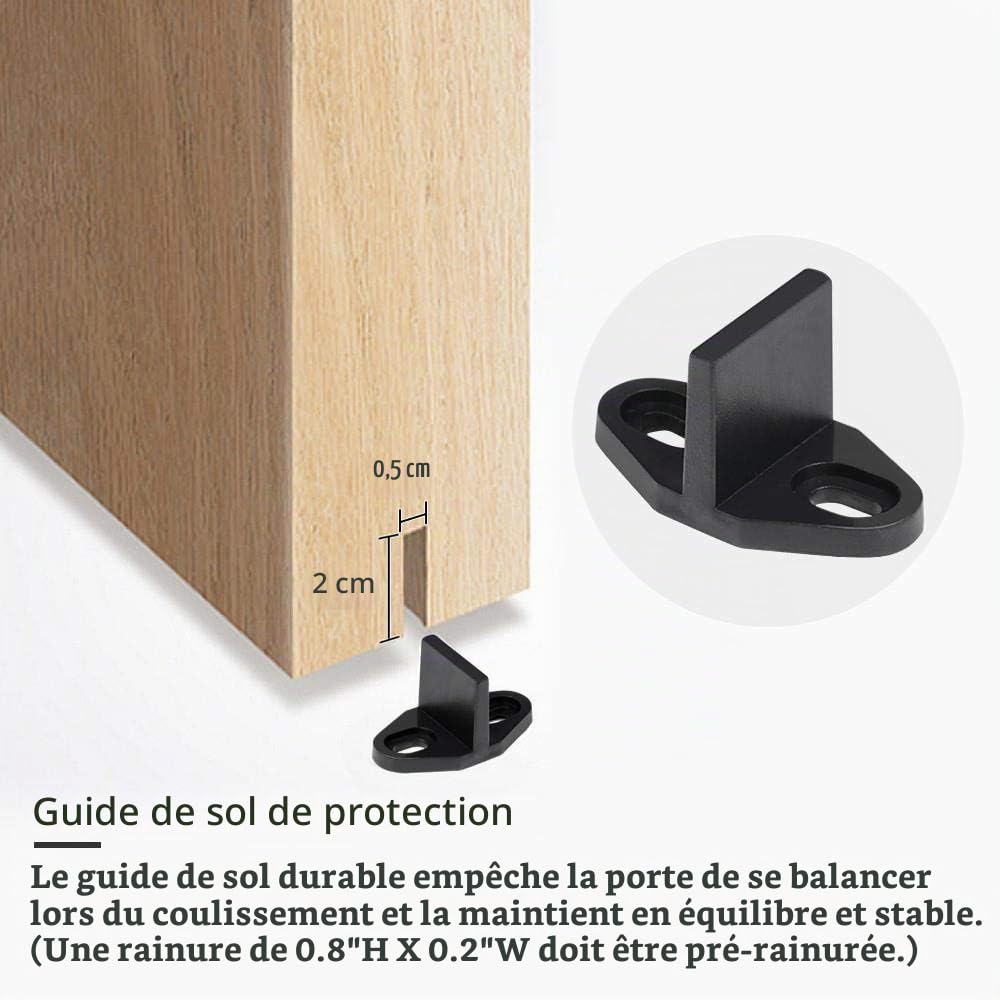 Yaheetech 6,6ft / 200cm Quincaillerie Kit de Rail Hardware Porte Coulissante Ensemble Industriel pour Porte Rail Porte Coulissante Suspendue
