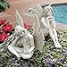 Design Toscano Gazing & Pondering Secret Garden Fairies Women Statue Figurines, Set of Two, 8 inches tall, Cast Stone Resin, Antique Stone Finish