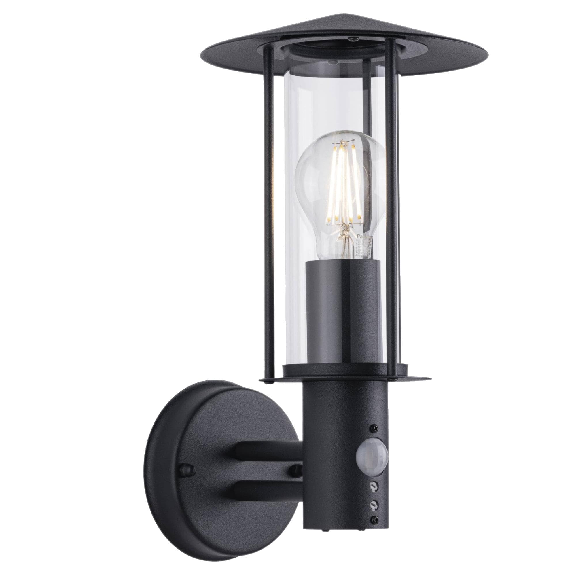 Firstchoicelighting Black & Clear Treviso - Black Motion Sensor Outdoor Security Light