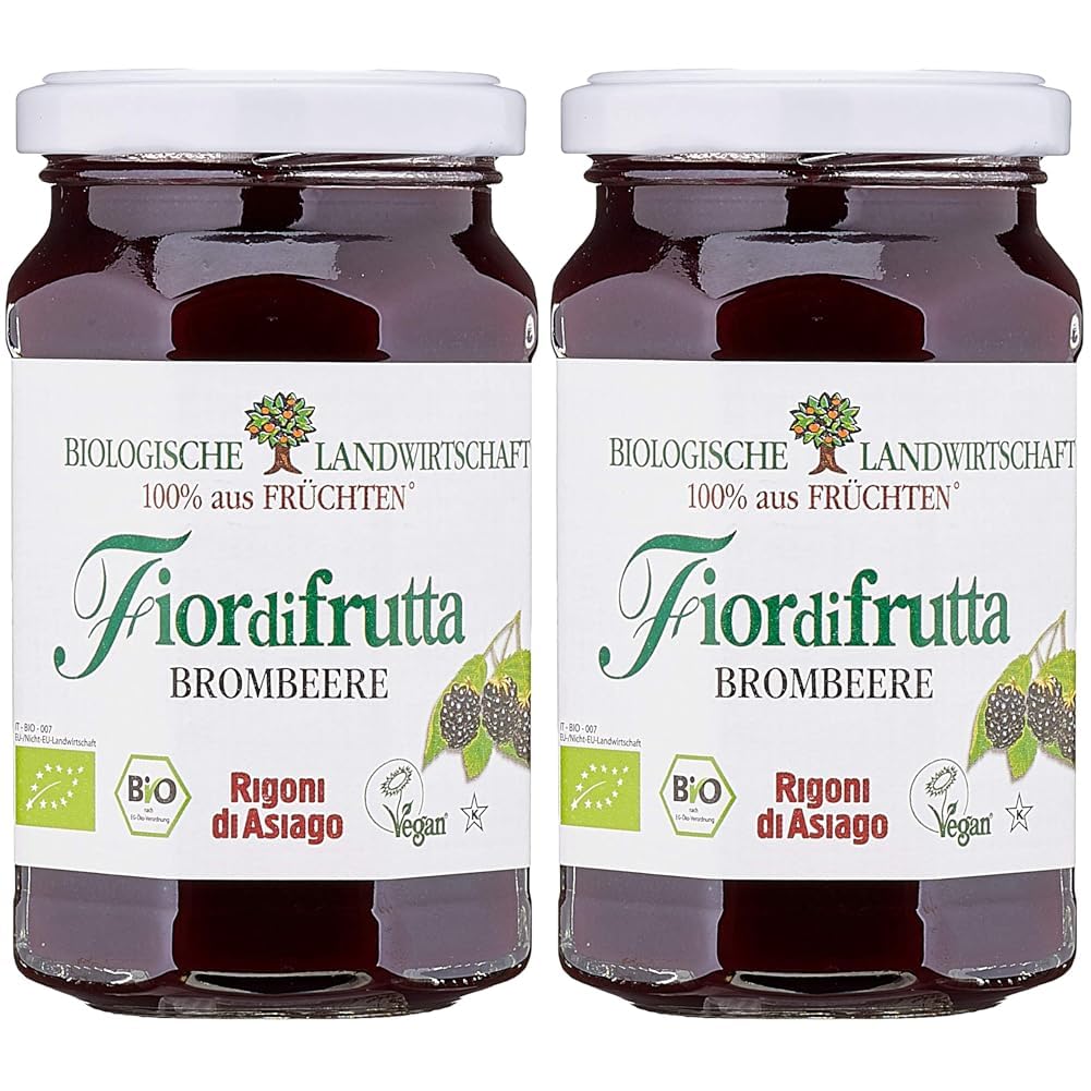 Rigoni di Asiago Fiordifrutta - Fruchtaufstrich - Brombeere Bio, 250 g (Packung mit 2)