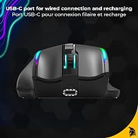 EMPIRE GAMING RF908 Vezeték Nélküli Egér Újratölthető Mágneses Töltőállomással RGB Világítás 10000DPI 8 Programozható Gomb Fekete 7