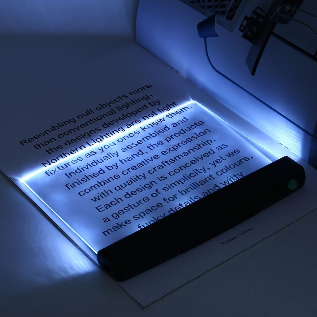 Lightwedge Leeslamp, Draagbare Flat Book Light Led-leeslamp, Eye Protection Plate Book Light Desk Lamps voor lezen in bed, Nachtlezen, auto (Zwart