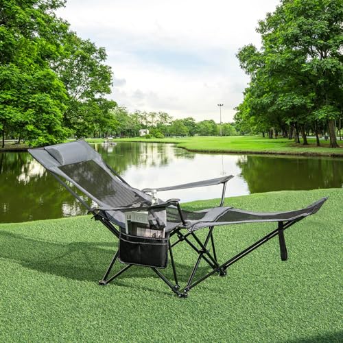 COSTWAY Folding Camping Chair, in Portable Reclining Camp
