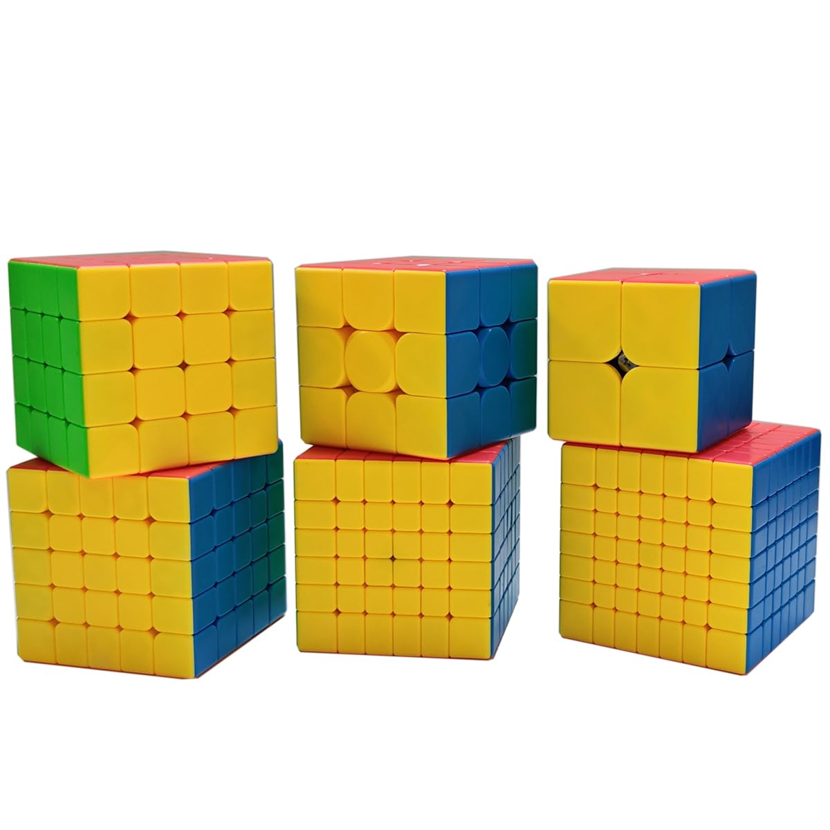 Gobus MoYu MoFangJiaoShi Speed Cube 2x2 3x3 4x4 5x5 6x6 7x7 Set cubi puzzle cubo magico, confezione da 6 set regalo puzzle cubi collezione (Stickerless)