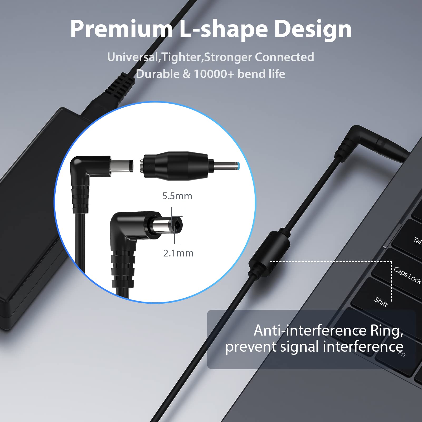 90W Chargeur universel PC Portable pour Ordinateur HP ASUS Lenovo Dell Acer Toshiba Sony Fujitsu MSI Samsung JBL NUC 18.5V 19V 19.5V 20V 4.74A Max Câble d'alimentation avec 15 connecteurs