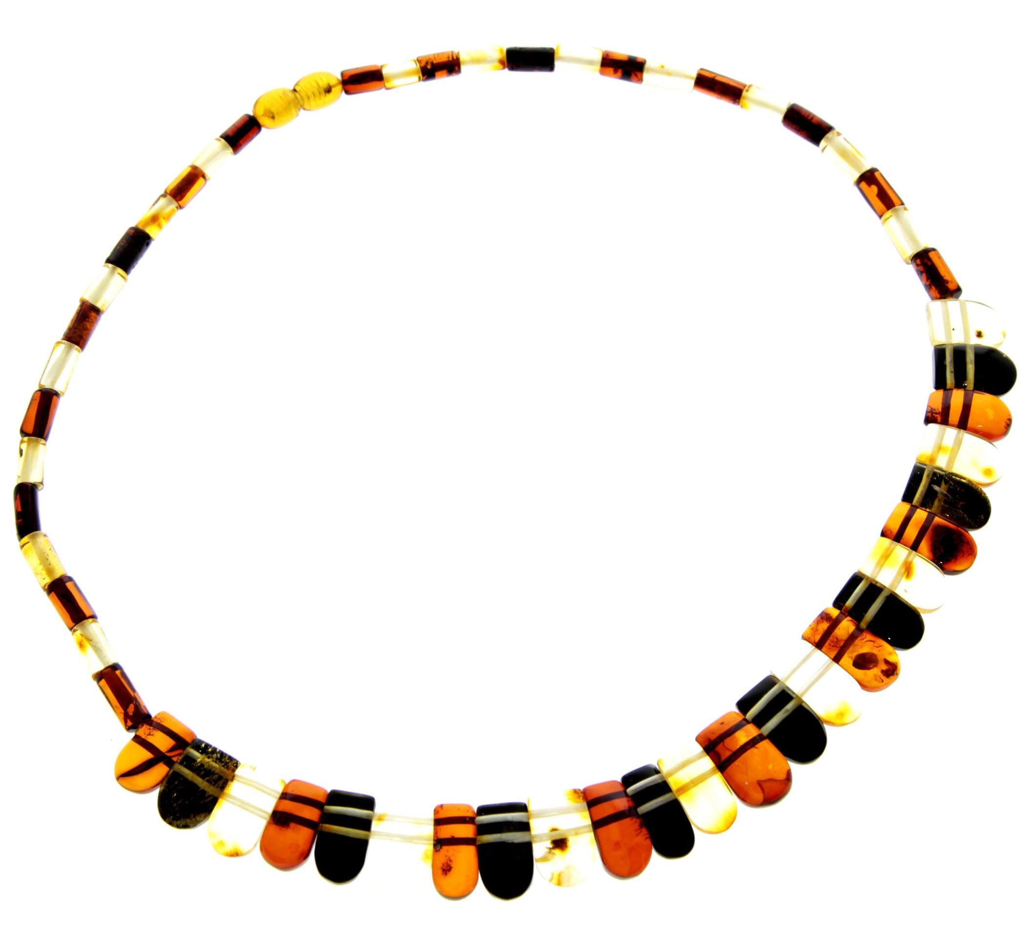 SilverAmber Jewellery UK Collar Egipcio de ámbar Multicolor NE0202, Fabricado con Piedras de ámbar báltico auténticas