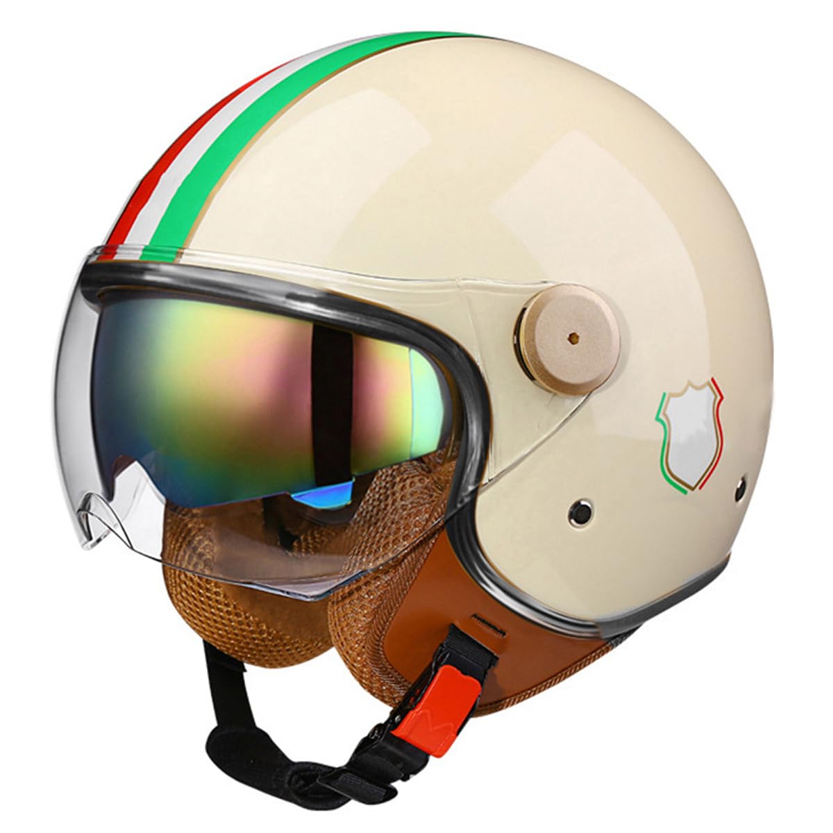 Casque Moto Jet Rétro 3/4 ECE 22.06 avec Double Visière