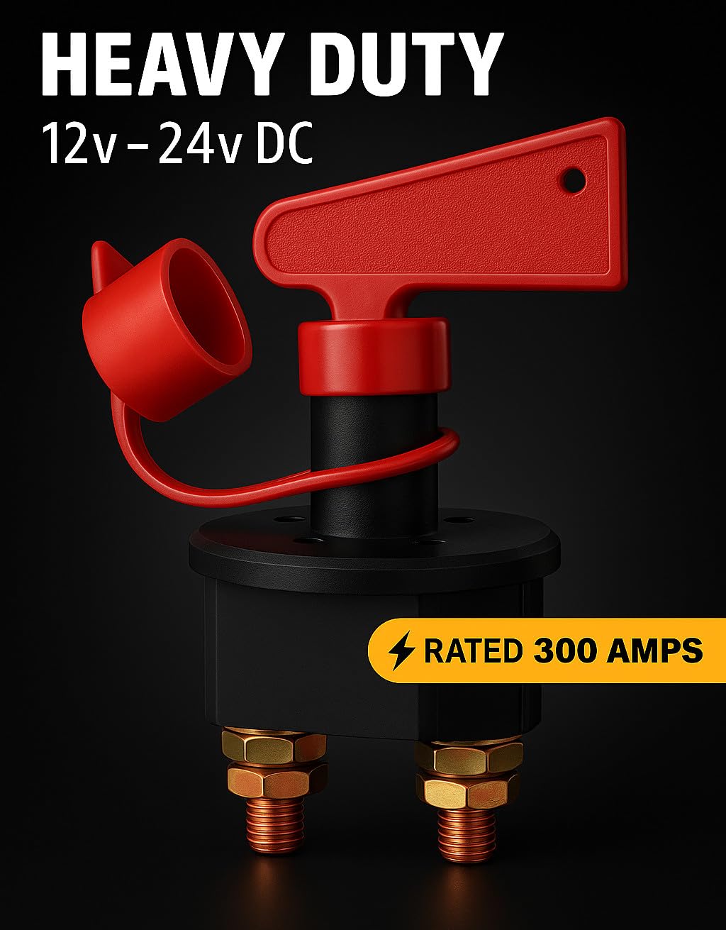 MGI SpeedWare Battery Isolator Disconnect Kill Switch for 12v/24v Automotive and Marine (with Key)