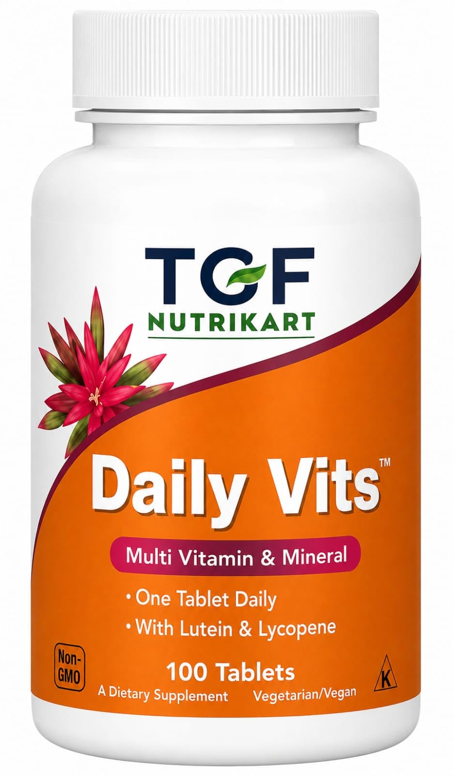 Daily Vits™ Multi Vitamin & Mineral, 100 Tablets | with Lutein & Lycopene, One Tablet Daily, Non-GMO, Vegetarian/Vegan, Dietary Supplement-image-5