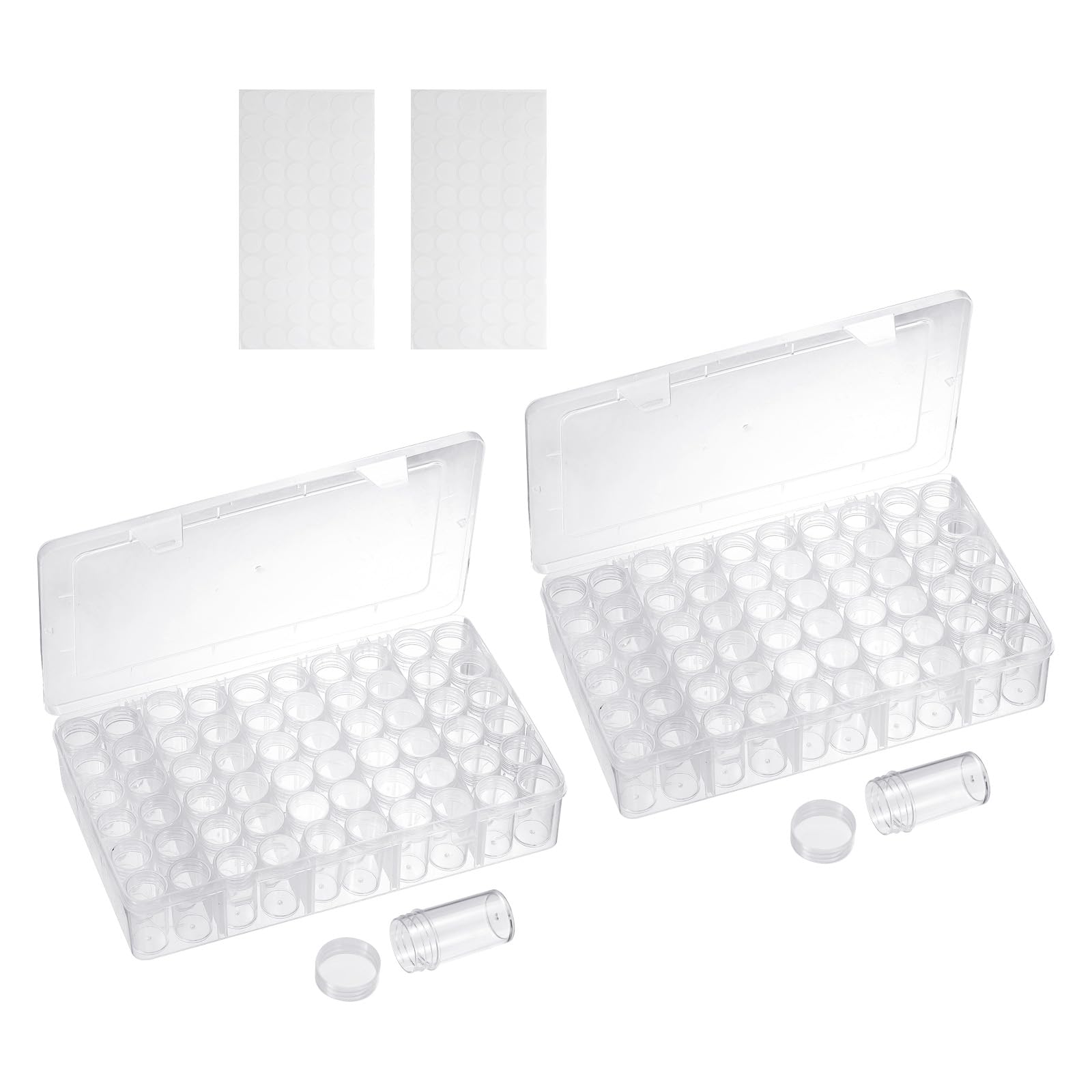 QUARKZMAN Perlen Sortierbox Diamant Kunst Behälter 2 Stück Rechteckige Plastik Aufbewahrungsbox 120 Stück Mini Klare Perlen Aufbewahrungsboxen Mit 132 Stück Aufklebern