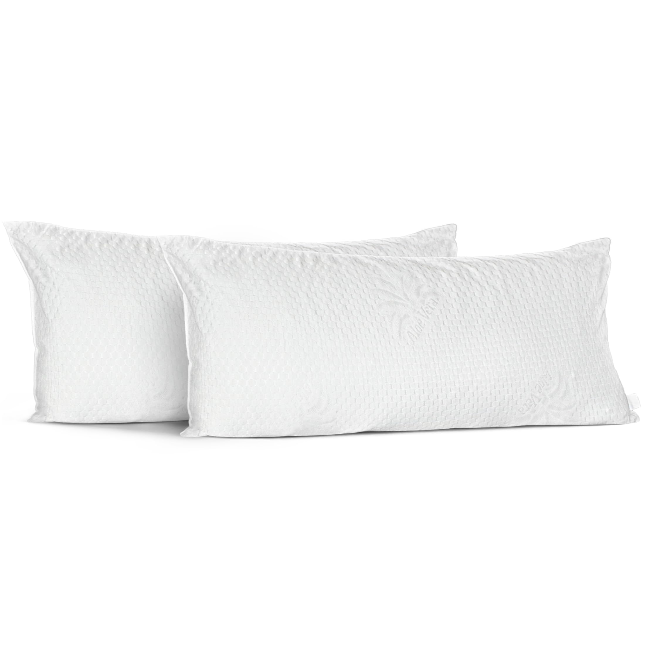 MANEMI Set 2 Almohadas Viscoelástica 40x105cm Transpirable, Relleno de Espuma de Memoria Fragmentada envueltos en Capas de Fibra, Funda de Aloe Vera, Experiencia de Sueño Fresca y Cómoda