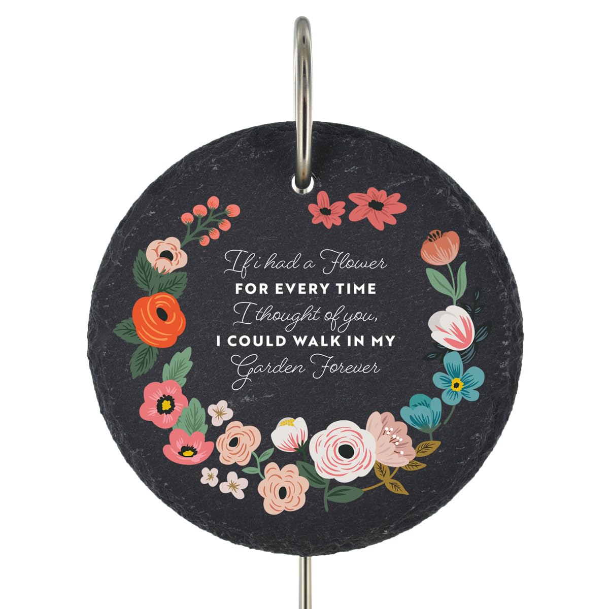 Global Designs Floral Wreath Grave Stick Marker Plaque Ornament Memorial Slate Graveside Decor Sentimental Tribute Graveside Decor 25x11cm