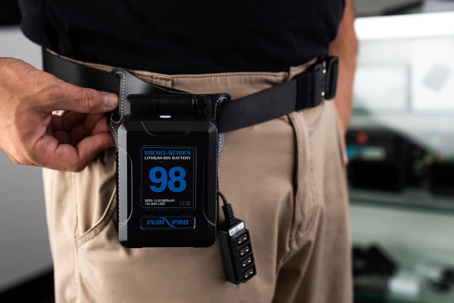 IndiPRO VMBB1 Universal V-Mount Battery Belt with 5 D-Tap Outputs, Adjustable Camera Power Supply Harness, Portable Rechargeable Battery Plate for Video & Film Gear