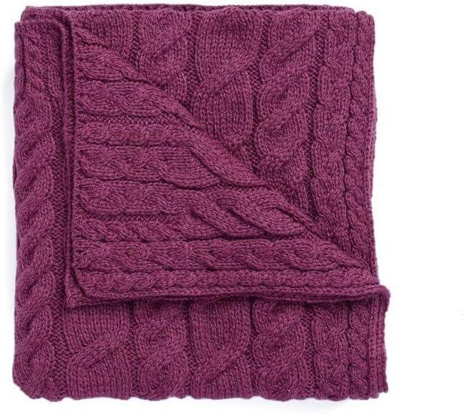 Aran Woollen Mills Irish Cable Knit Blanket Supersoft Merino Wool Throw Made in Ireland 40 inch x 60 inch (Jam Red) - Image 6
