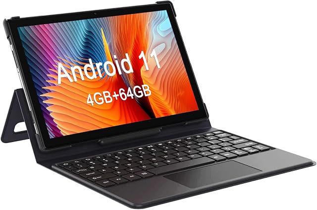 AWOW Tablet 10 inch Android 11 Tablet with Keyboard, 4GB RAM 64GB ROM, Octa Core, 5+13MP Dual Camera, 6000mAh Battery, FHD 1920x1200 Display, 2.4G&5G Wi-Fi, BlueTooth4.2