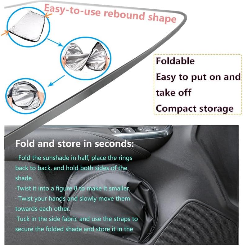 Miniatura 6 de Parasol para parabrisas de automóvil compatible con Ford Super Duty 2017-2023, parasol grueso de 6 capas plegable con una bolsa de almacenamiento UV