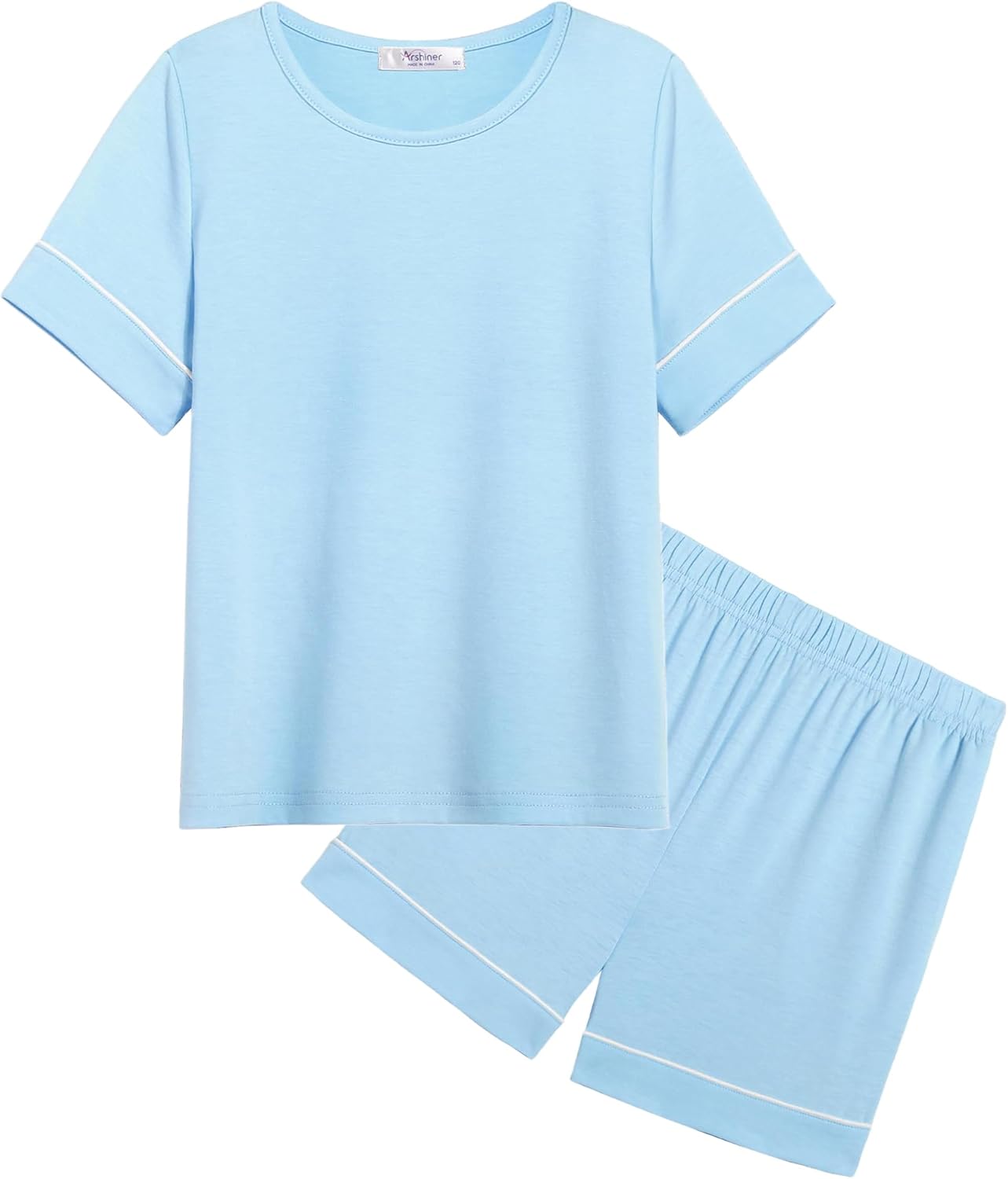 Arshiner Girls Pajamas Set Short Sleeve Sleepwear Summer Lounge Set Soft Pjs for Kids