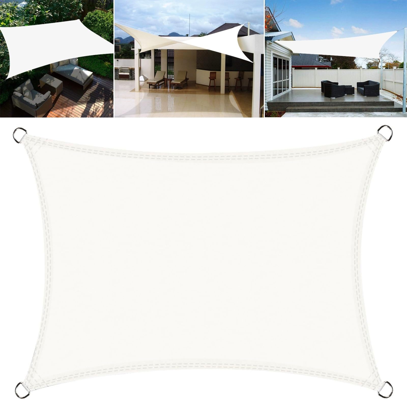Voile d'ombrage imperméable de haute densité 2.5 x 5.5 m blanc protection UV maximale