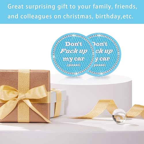 Miniatura 6 de Ziciner Paquete de 2 Posavasos Brillantes para Portavasos de Automóvil con Cubierta de Botón de Arranque y Parada, Almohadilla de Inserción de Copa