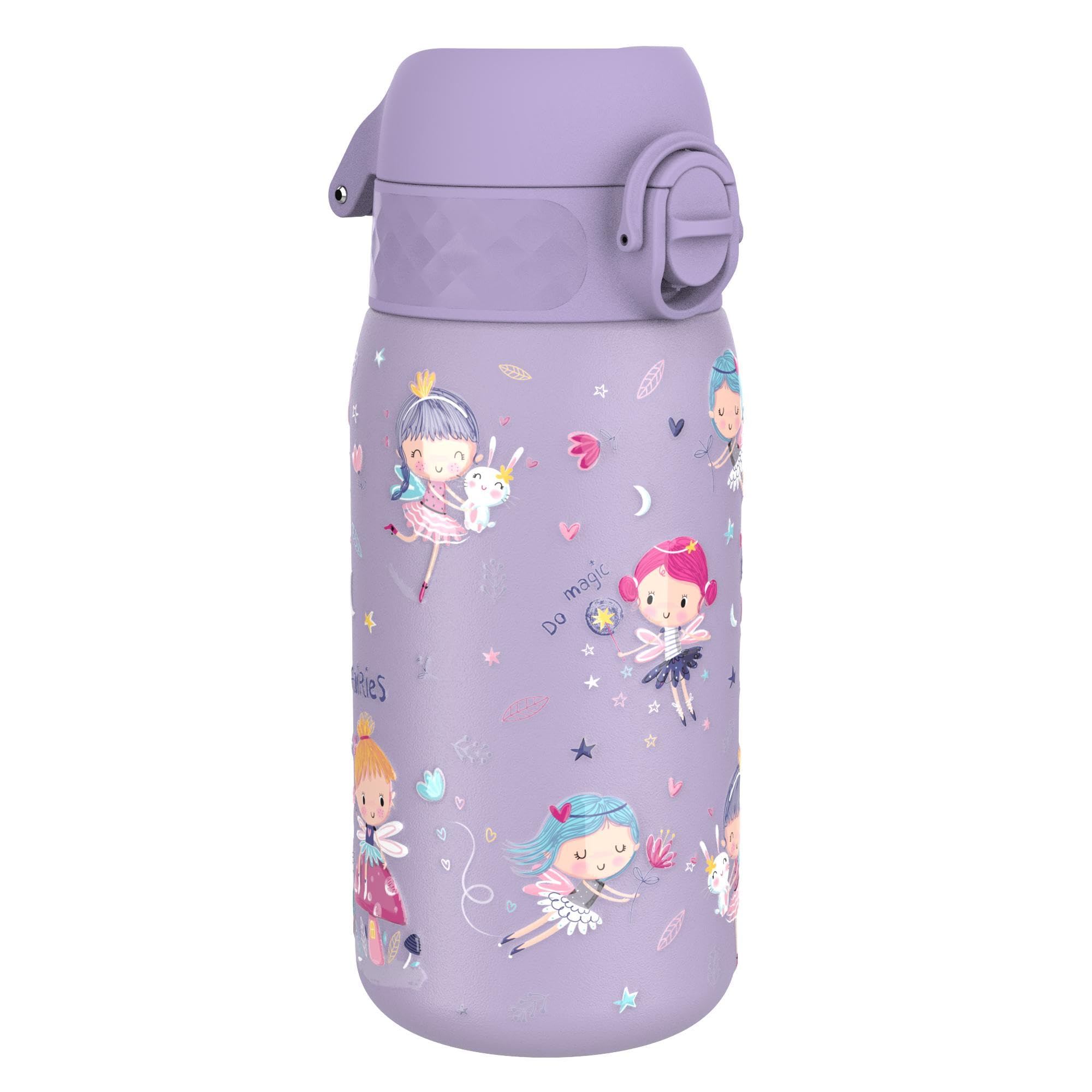 Ion8 Vacuum Insulated Steel Water Bottle, 320 ml/11 oz, Leak Proof, Easy to Open, Secure Lock, Dishwasher Safe, Carry Handle, Metal Water Bottle, ThermoShield Stainless Steel, Fairies