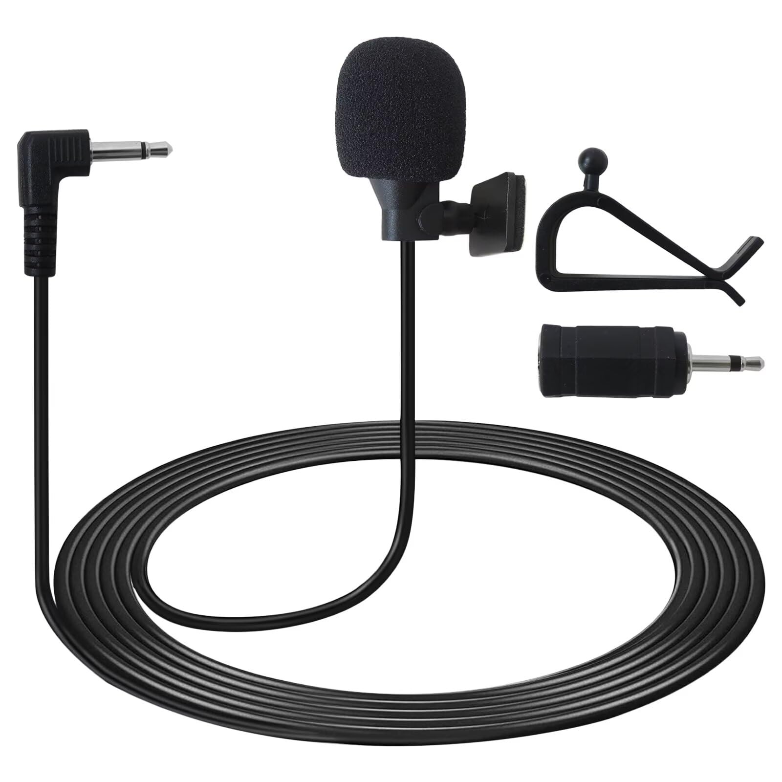 New Version 3.5mm Microphone Assembly Car Radio Mic, 16ft /5M Cable Microphone with 3.5mm to 2.5mm Adapter, Mic for Style No.: AVH-P6300BT, AVH-P8400BH,AVH-X2500BT, AVH-X2600BT, AVH-X2700BS