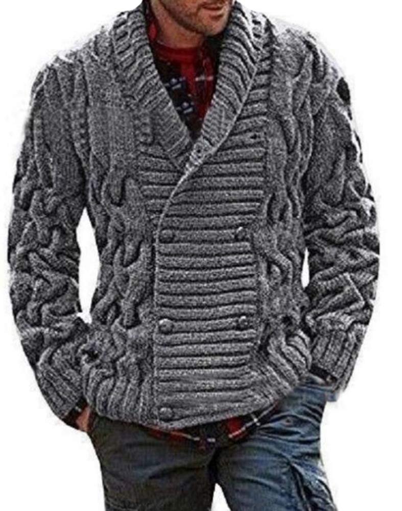 keepmore Mens Classic Buttons Vintage Plain Knitted Grandad Cardigan Jumper Shawl Neck V Neck Cardigan