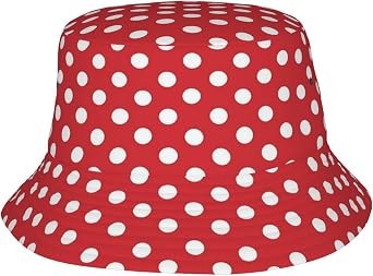Red Polka Dots Bucket Hat for Women Men Casual Hats Fisherman Cap Packable Outdoor Sun Cap Hats